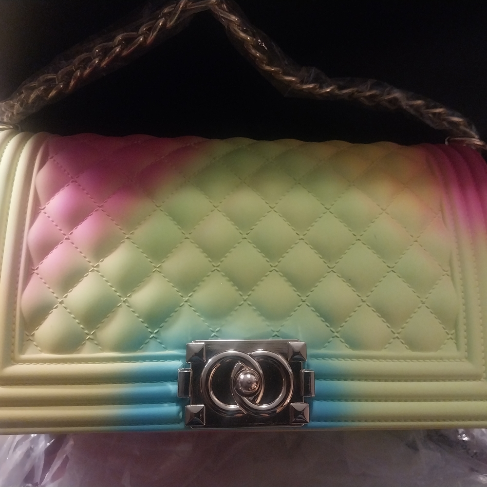 Chic Gradient Quilted Rainbow Jelly Shoulder Bag